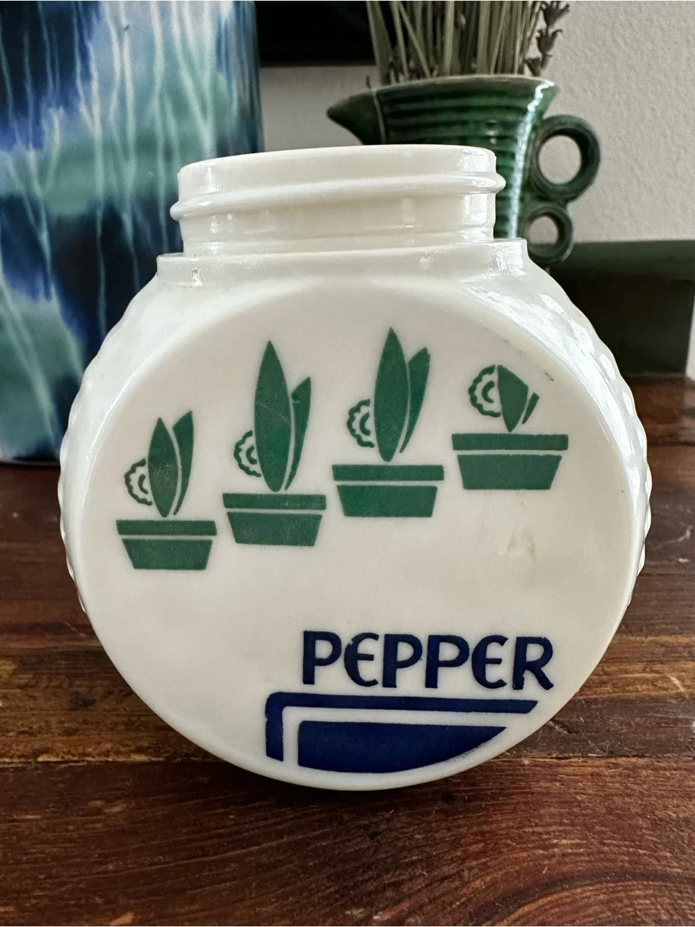 Vintage Vitrock Uranium Milk Glass Pepper Shaker